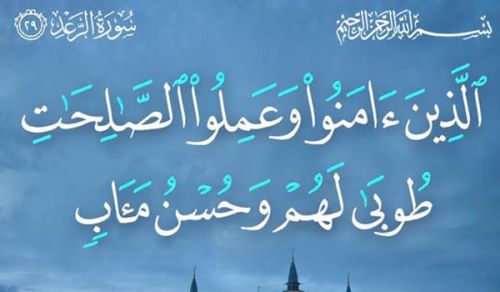 ﴿الَّذِينَ آمَنُواْ وَعَمِلُواْ الصَّالِحَاتِ طُوبَى لَهُمْ وَحُسْنُ مَآبٍ﴾