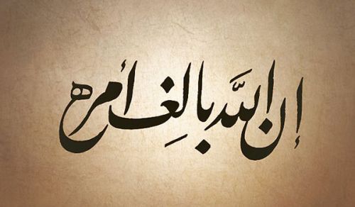 ﴿إِنَّ اللَه بَالِغُ أَمْرِهِ ۚ قَدْ جَعَلَ اللُه لِكُلِّ شَيْءٍ قَدْرًا﴾